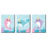 Big Dot of Happiness Narwhal Girl - Under the Sea Nursery Wall Art and Kids Room Decorations - Gift Ideas - 7.5 x 10 inches - Set of 3 Prints
