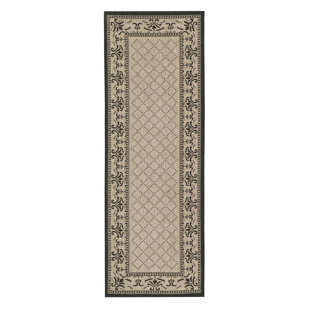 2'3inX10' Runner Alicante Outdoor Patio Rug Sand/Black - Safavieh