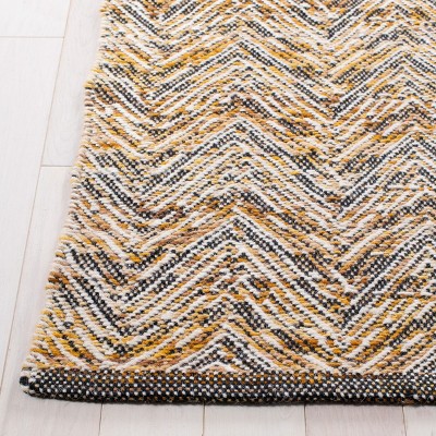 Gold and Black Handmade Wool Flat Weave Runner Rug
