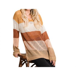 Women's Color Block Sweater - Cotton Bleu - 1 of 2