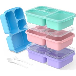4 Pack Bento Box Adult Lunch Box, 5-Compartment Meal Prep - 1 of 4