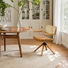 Art Leon Faux Leather Upholstered Swivel Dining Chair with Cane Backrest & Solid Wood Legs - 2 of 4