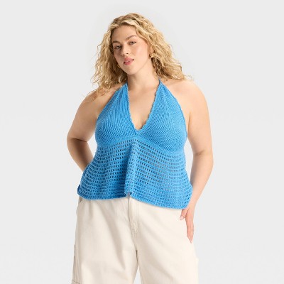Women's Openwork Peplum Halter Pullover Sweater - Wild Fable™