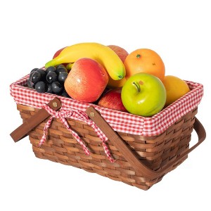 Double Handle Woodchip Basket with Liner - Perfect as Toy Organizer or Storing Fresh Fruits - 1 of 4