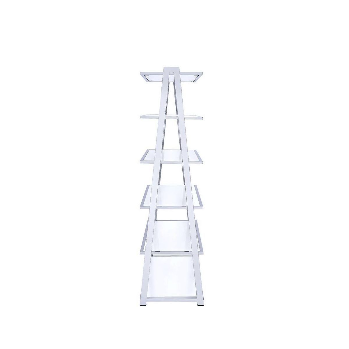 Acme Furniture 71" Coleen Decorative Bookshelf White High Gloss/Chrome Finish - thumbnail 4