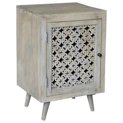 Moti Halle Solid Wood Hand-Carved Nightstand in Natural