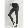 Hello Miz Women's Over The Belly Faux Leather Maternity Leggings - 2 of 4