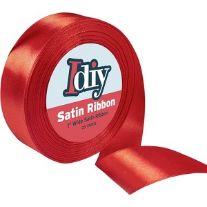 iDIY Satin Ribbon (1", 25Yards) No wire,  Arts & Crafts, Gift Wrapping, Basket Decor, Sewing Projects, Party Decor, Hair Bows - Red - 1 of 4