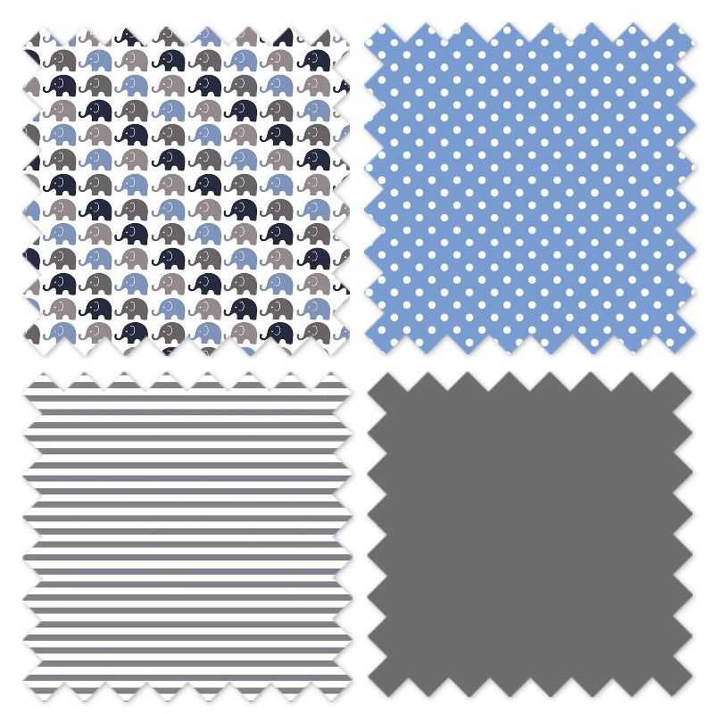 Bacati - Elephants Blue/Navy/Gray 10 pc Crib Bedding Set with 2 Crib Fitted Sheets, 3 of 12