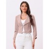 INSPIRE CHIC Women's Regular Fit Notched Lapel Ruched Sleeve Business Crop Blazer - 2 of 4