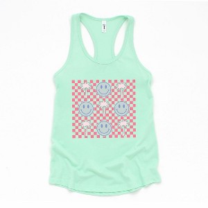 Simply Sage Market Women's Smiley Palm Trees Checkered Graphic Racerback Tank - 1 of 3