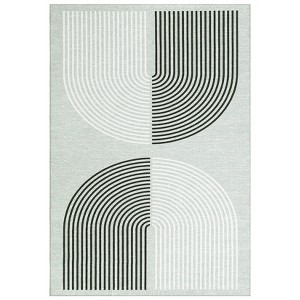 COZONY Modern Geometric Arch Black Washable Low Pile Area Rug - 1 of 4