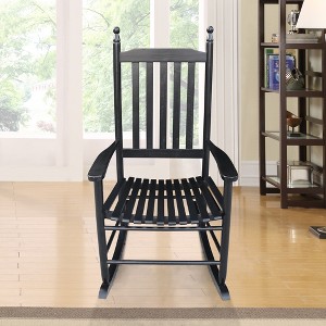 SKRAN Solid Hardwood Porch Rocker Chair, Wide Seat with Slatted Backrest and Armrests, Outdoor Rocking Chair for Porch, Balcony, or Garden - 1 of 4
