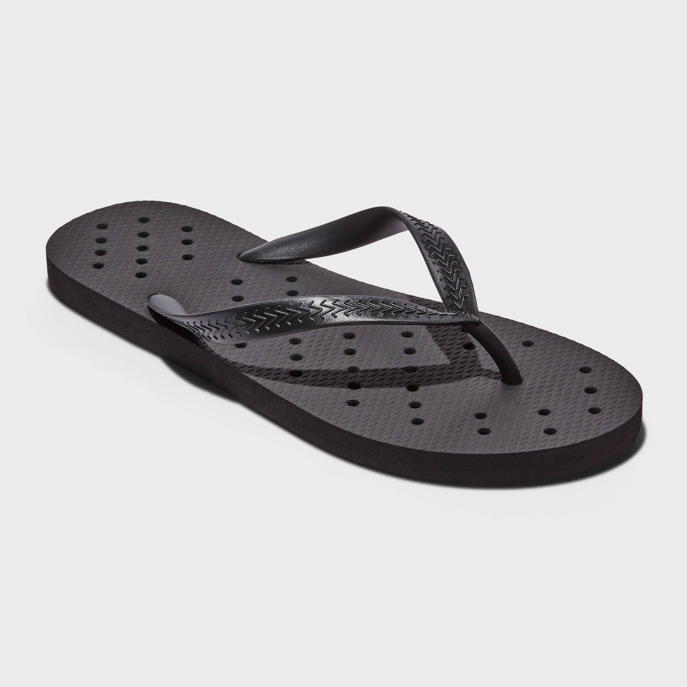 case of 6 S Shower Flip Flops Black - Room Essentials™