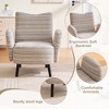 Gulches Modern Minimalist Sanded Fabric Armchair Ergonomic Backrest Side Storage Pocket Solid Wood Legs Anti Slip Comfortable Reading Chair Khaki - 4 of 4