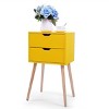 Resenkos Mid-Century Nightstand with 2 Sliding Drawers, Wood Sofa Side Table, Modern End Table for Living Room Bedroom, Set of 2, Night Stand Yellow - 2 of 4