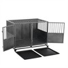 48 Inch Heavy-Duty Dog Crate with Double Door Wheels Carbon Steel Escape Dog Cage for Small Medium Large Dogs Silver - 3 of 4