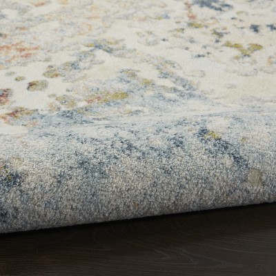 Ivory Abstract Hand-Knotted Soft Synthetic Area Rug 6'6" x 9'6"
