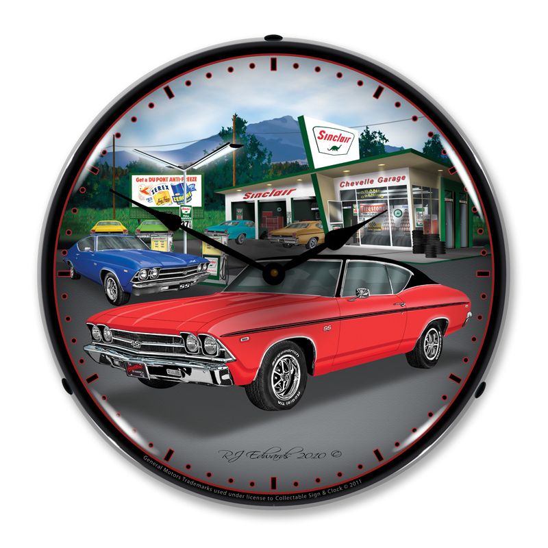 Collectable Sign & Clock | 1969 Chevelle LED Wall Clock Retro/Vintage, Lighted, 1 of 4