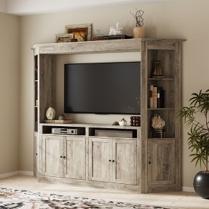 Famapy Gray TV Entertainment Center with Multi-Storage Shelves,Large Display Bookcase Cabinets,Fits TVs Up to 70",Living Room Media Hub - 1 of 4