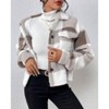 Coolmee Women's Flannels Cropped Shacket Jacket Fashion Plaid Button Down Fall Coat Tops - 2 of 4