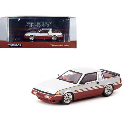 Mitsubishi Starion RHD Silver Met & Dark Red w/Red Interior w/Extra Wheels "Road64" 1/64 Diecast Model Car by Tarmac Works