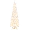 Costway 7FT Pre-Lit Hinged Pencil Christmas Tree White w/ 300 LED Lights & 8 Flash Modes - 2 of 4