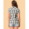 INSPIRE CHIC Women's Classic Short Sleeve Button Down Plaid Shirt - 4 of 4