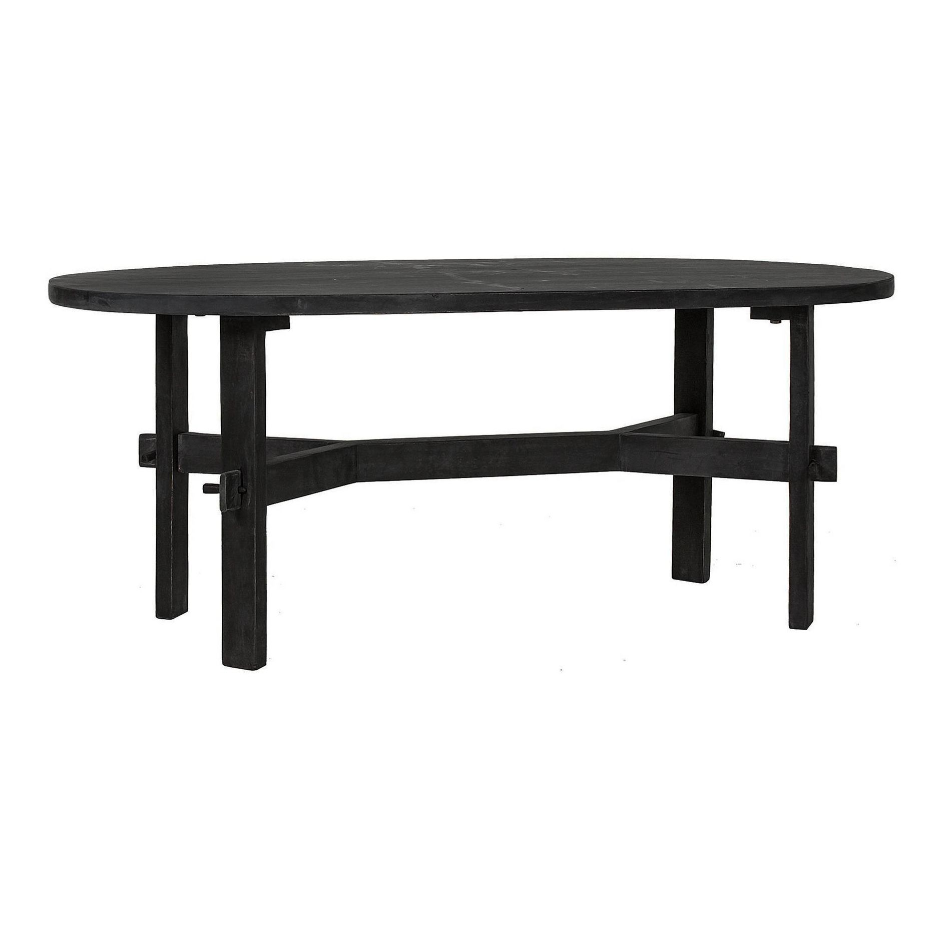 East at Main 46" Acacia Oval Coffee Table Black: Modern Style, 4-Leg Base, 1-Year Warranty
