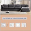 130" Polyester L-Shaped Sectional Sofa with Chaise & 6 Back Cushions - 3 of 4