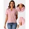 Allegra K Women's Short Sleeve Casual V Neck Print Notch Lapel Collar Summer Blouses - 2 of 4