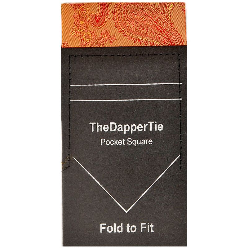 TheDapperTie - New Men's Paisley Flat Pre Folded Pocket Square on Card, 1 of 4