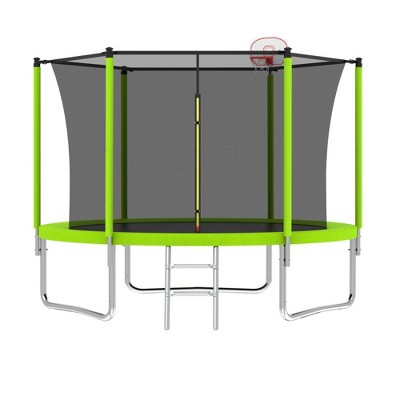 Jump Into Fun Outdoor Trampoline,With UV-resistant Safety Net, Soft Rebound Pad,Ladder,Basketball net,Safe And Wear-Resistant Trampoline