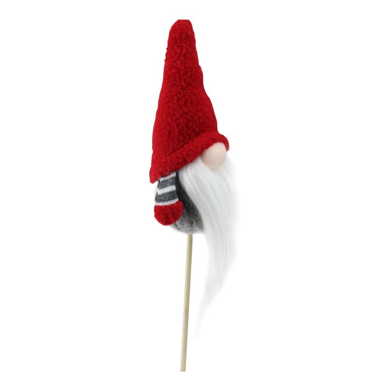 Northlight 11.5” Santa Gnome with Hat and Striped Arms on a Stick Christmas Ornament - Gray/Red, 3 of 5