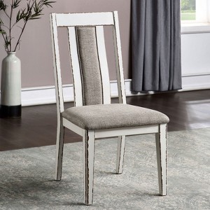 Vynxaria Set of 2 Beige Upholstered Dining Chairs with Tufted Backs and Nail - Head Trim, Ideal for Living Room & Dining Room - 1 of 4