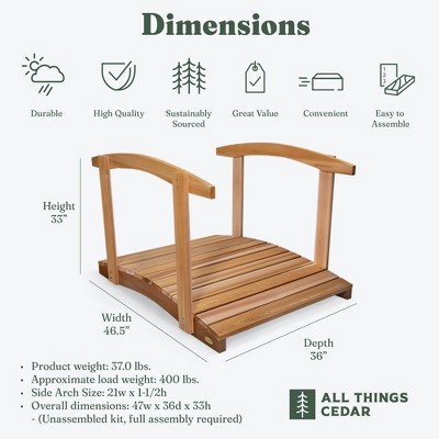 4-Ft Cedar Garden Bridge with Side Rails