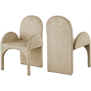 Meridian Furniture Summer Beige Velvet Dining Arm Chair (Set of 2) - 1 of 4