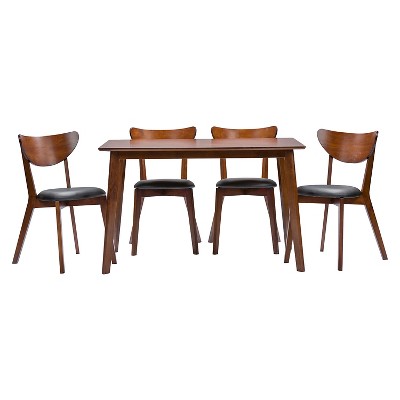 5pc Sumner Mid century Style Dining Set Brown black Baxton Studio