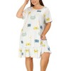 Agnes Orinda Women's Plus Size Short Sleeve Soft Comfy Lovely Cat Sleep dress - 2 of 4