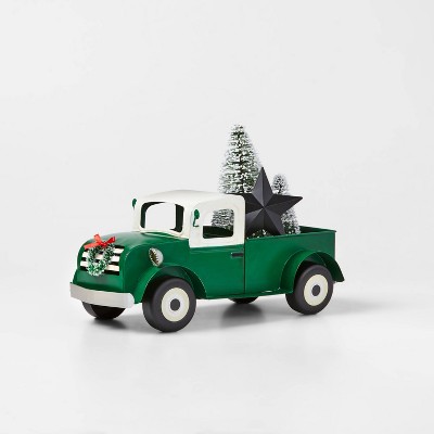 Large Metal Truck with Christmas Tree Decorative Figurine Green - Wondershop™