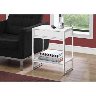 Monarch Specialties ACCENT TABLE - 24"H / GLOSSY WHITE / CHROME METAL