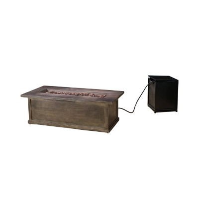 Anchorage 56" MGO Gas Fire Table with Concrete Tank Holder- Rectangular -Brown Wood - Christopher Knight Home