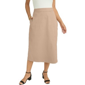 Jessica London Women's Plus Size Chino Faux Wrap Skirt - 1 of 4