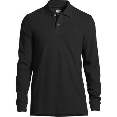 Lands' End Men's Comfort First Long Sleeve Mesh Polo - X Large - Black ...