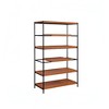 HomeRoots 70" Oak And Black Metal and Wood Six Tier Etagere Bookcase - 4 of 4