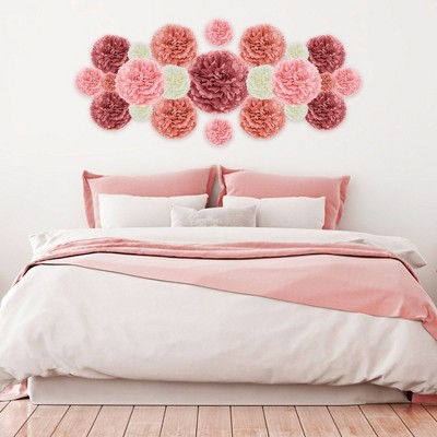EpiqueOne 20-Piece Blush Pink and Cream Tissue Paper Pom Poms Kit