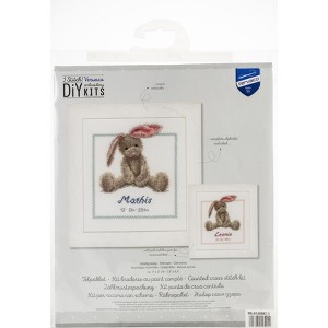 Vervaco Counted Cross Stitch Kit 7.5"X8.5"-Cute Bunny Record On Aida - 1 of 3