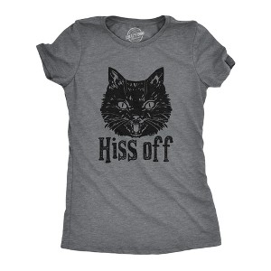 Womens Hiss Off T Shirt Funny Angry Hissing Aggressive Cat Tee For Ladies - Crazy Dog Women's T Shirt - 1 of 4