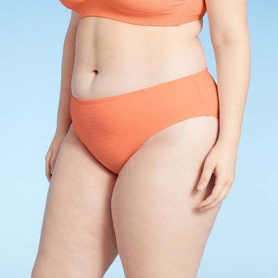 Juniors' Plus Size Textured Cheeky Bikini Bottom - Xhilaration™ Neon Orange