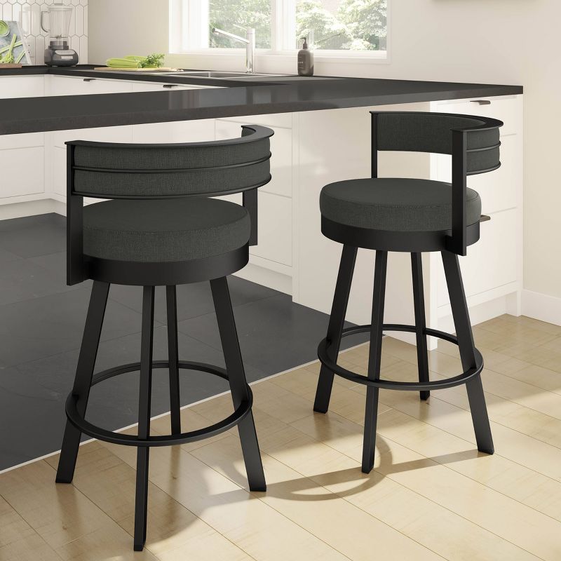 Amisco Browser Upholstered Counter Height Barstool Gray/Black, 6 of 8